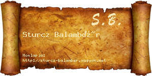 Sturcz Balambér névjegykártya